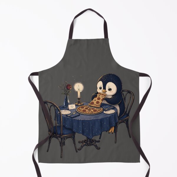 Item preview, Cute Penguin Eating Pizza Alone - Sad Kawaii Introvert Dinner designed and sold by ChubbyGoong.