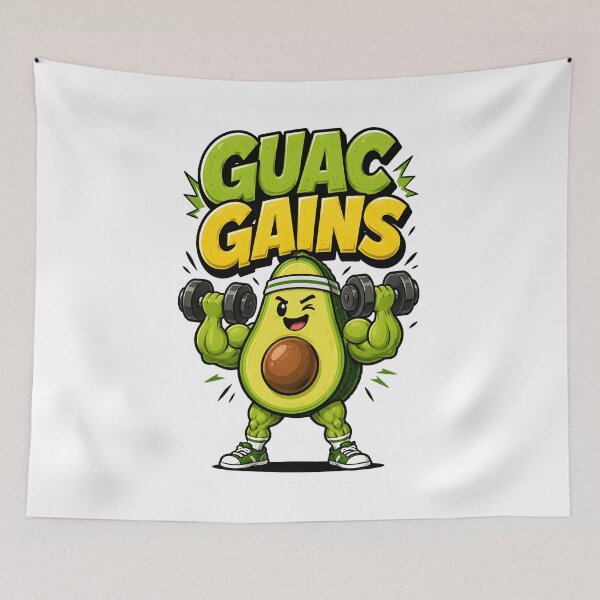 Item preview, Guac Gains Funny Avocado Gym Bodybuilding designed and sold by Mr Lee.