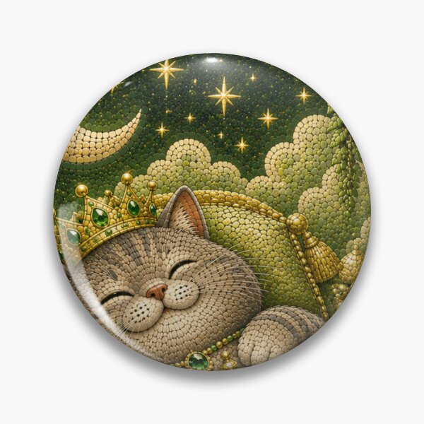 Item preview, Happy Chonky Gray Cat Treasure Dreamscape Mosaic Art designed and sold by Mindworx21.
