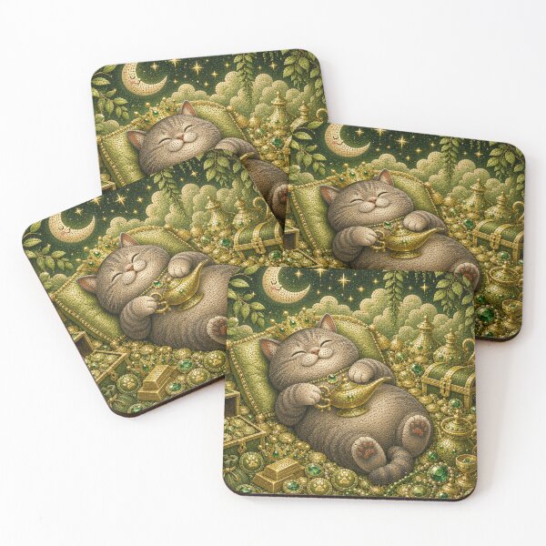 Item preview, Happy Chonky Gray Cat Treasure Dreamscape Mosaic Art designed and sold by Mindworx21.