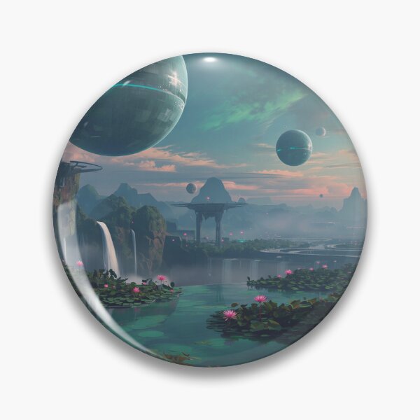 Item preview, Orbital Water Garden Fantasy Sci-Fi Landscape designed and sold by Luminous Wilds.