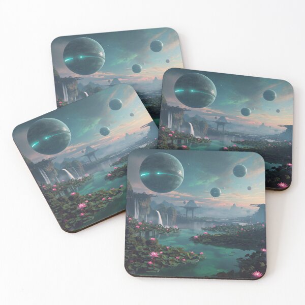 Item preview, Orbital Water Garden Fantasy Sci-Fi Landscape designed and sold by Luminous Wilds.