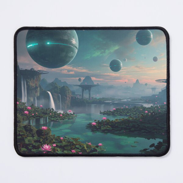 Item preview, Orbital Water Garden Fantasy Sci-Fi Landscape designed and sold by Luminous Wilds.