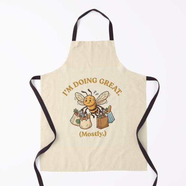 Item preview, I'm Doing Great Mostly Funny Honeybee Grocery Run Tote Bag Design designed and sold by GridAura.