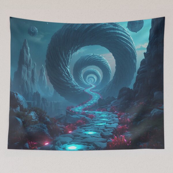 Item preview, Gravity Spiral Mountains Sci-Fi Fantasy Landscape designed and sold by Luminous Wilds.