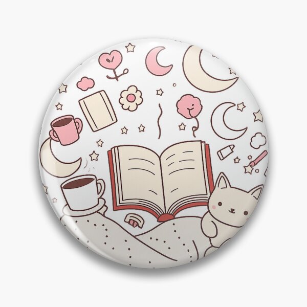 Item preview, Cozy Reading Cat Aesthetic | Cute Book Lover Moon & Coffee Illustration designed and sold by Hansonq.