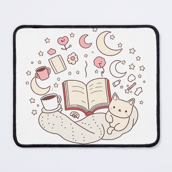 Item preview, Cozy Reading Cat Aesthetic | Cute Book Lover Moon & Coffee Illustration designed and sold by Hansonq.