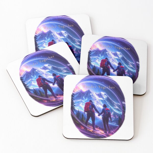 Item preview, Couple hiking cosmic mountain aurora art designed and sold by icemanphotos.
