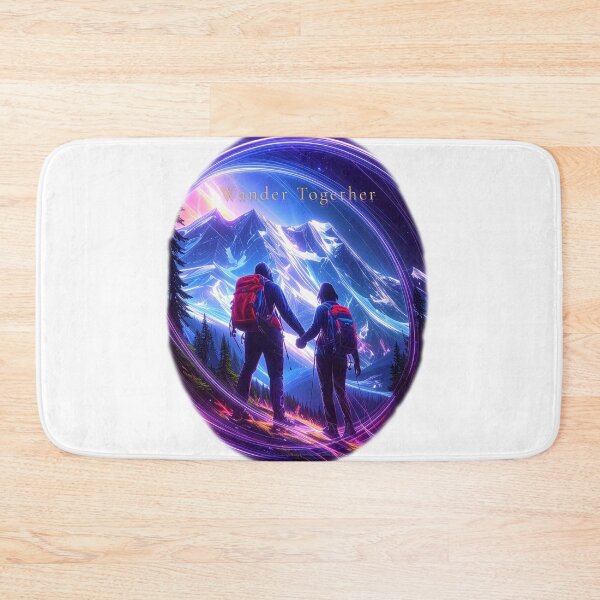 Item preview, Couple hiking cosmic mountain aurora art designed and sold by icemanphotos.