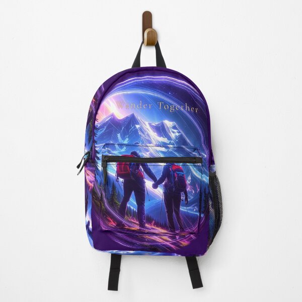 Item preview, Couple hiking cosmic mountain aurora art designed and sold by icemanphotos.