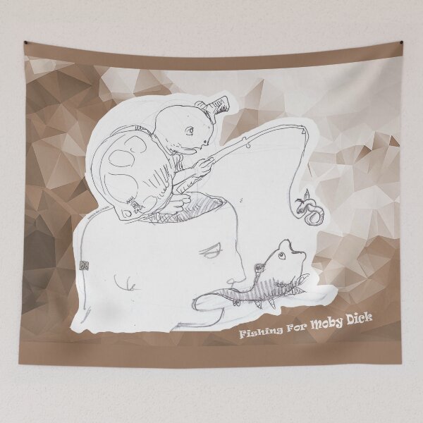 Item preview, Turtle Clown Fishing for Moby Dick Fish  (Original Drawing by ACCI) designed and sold by VanyssaGraphics.