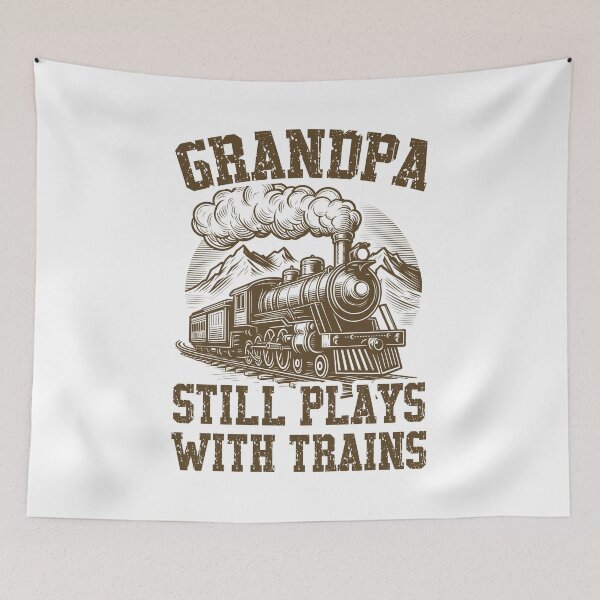 Item preview, Grandpa Still Plays With Trains - Retro Vintage Locomotive designed and sold by Dmetalx Art Apparel.