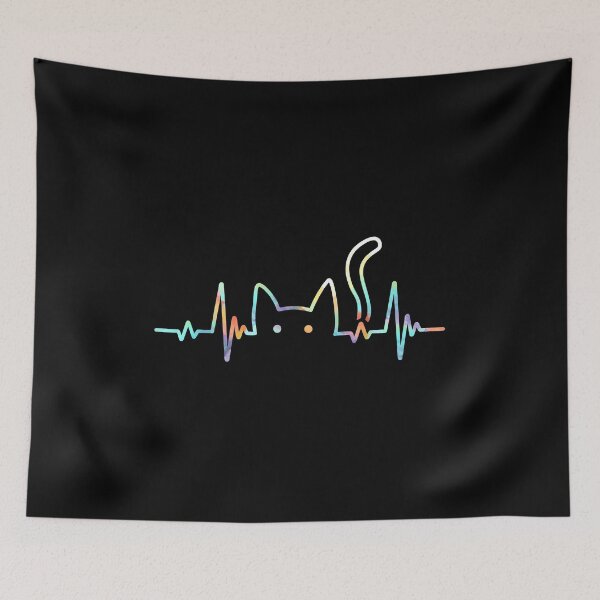 Item preview, Cat Heartbeat ECG Line Art Cute Rainbow designed and sold by StranHabesre51.