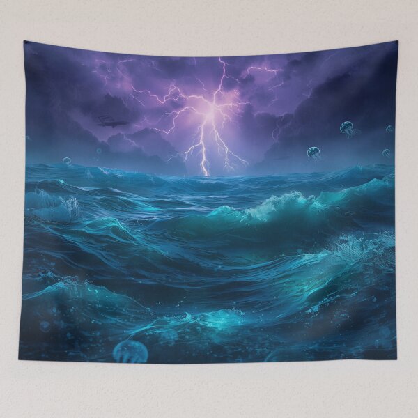 Item preview, Luminous Storm Ocean Fantasy Sci-Fi Landscape designed and sold by Luminous Wilds.