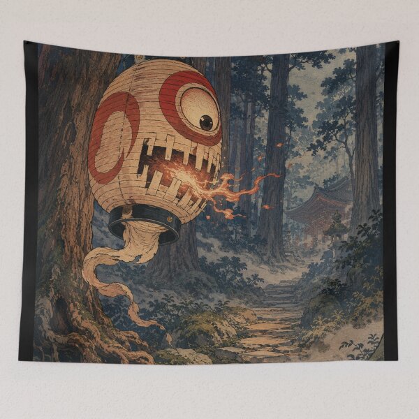 Item preview, The Watcher's Glow Chochin-obake Yokai - Vintage Japanese Ukiyo-e Woodblock Print Style designed and sold by bapupa.