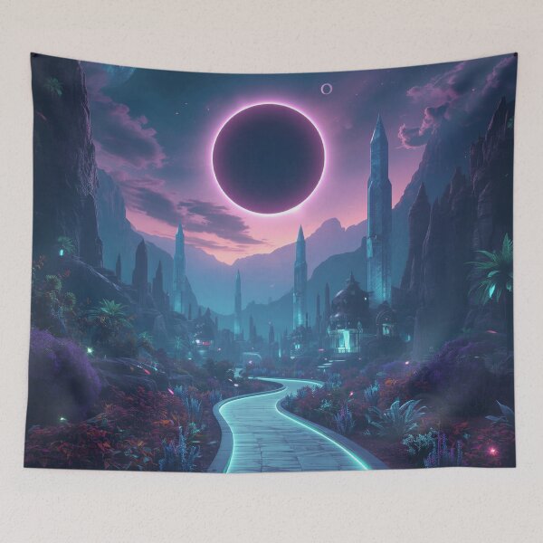 Item preview, Eternal Eclipse Sanctuary Fantasy Landscape designed and sold by Luminous Wilds.