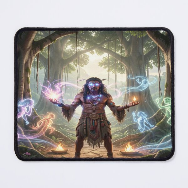 Item preview, Mystical Melanesian shaman in a sacred banyan grove full of ancient spiritual energy designed and sold by FotoworldEdel.