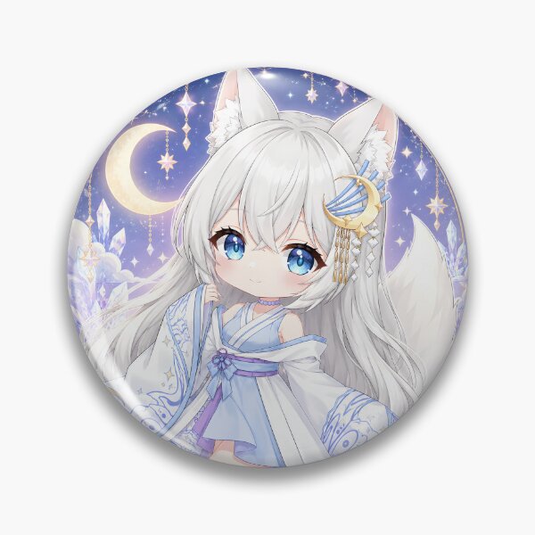 Item preview, Chibi Moon Kitsune Anime Girl designed and sold by AmberMoonNotes.