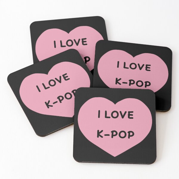 Item preview, I LOVE K-POP Black with a Cute Pink Heart designed and sold by HugSomeNettles.