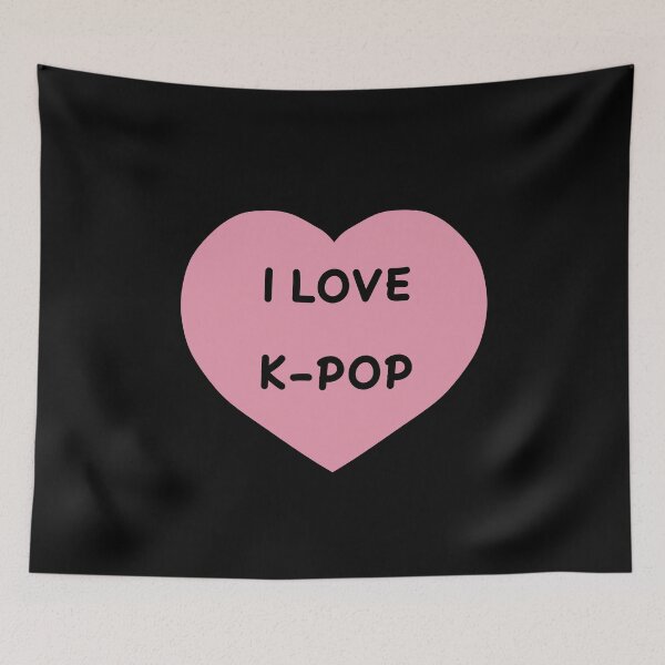 Item preview, I LOVE K-POP Black with a Cute Pink Heart designed and sold by HugSomeNettles.