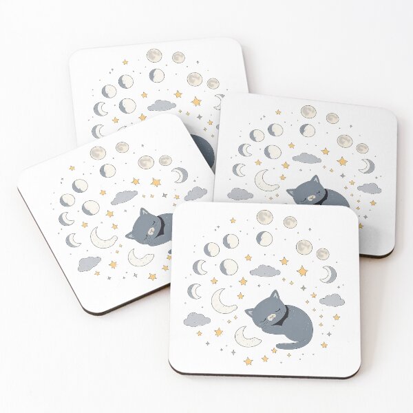 Item preview, Sleeping Moon Cat Aesthetic | Cute Celestial Cat & Moon Phases Illustration designed and sold by Hansonq.