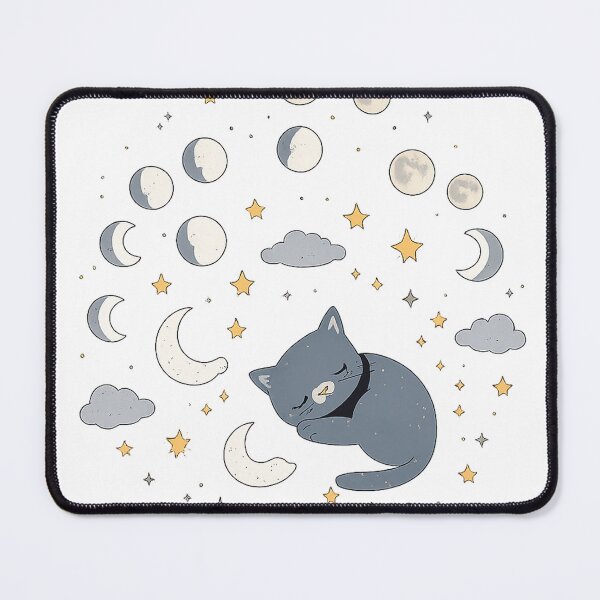 Item preview, Sleeping Moon Cat Aesthetic | Cute Celestial Cat & Moon Phases Illustration designed and sold by Hansonq.