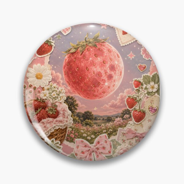 Artikelvorschau, Strawberry Moon Cottagecore Collage entworfen und verkauft von Dreamsinpastel.