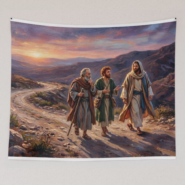 Item preview, Jesus Walk To Emmaus Painting designed and sold by RRRShop.