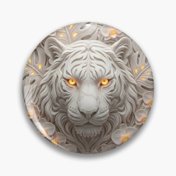 Item preview, White Tiger Flowers and Leaves Relief designed and sold by AnnArtshock.