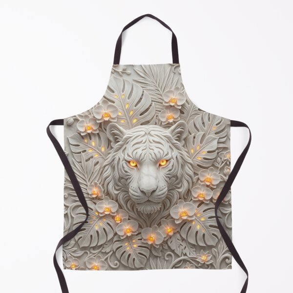 Item preview, White Tiger Flowers and Leaves Relief designed and sold by AnnArtshock.