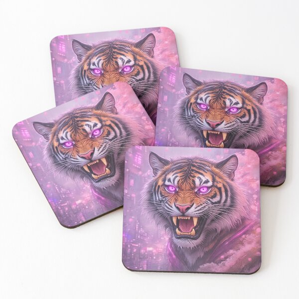 Item preview, Cyberpunk Neon Tiger Sakura – Pink Cherry Blossom designed and sold by Neo Tokio.