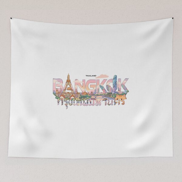 Item preview, Bangkok Thailand Aesthetic Travel Graphic designed and sold by Muri Neko.