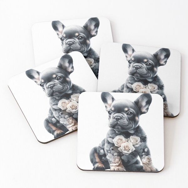 Item preview, French Bulldog Puppy with Roses Watercolor Art designed and sold by Lucinda86.