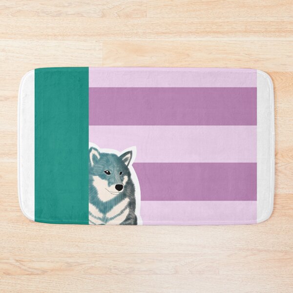 Item preview, 80's vibes colors (purple, green) with blue Shiba Inu designed and sold by ShibaCruise-On.