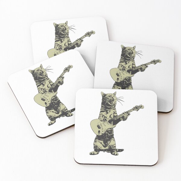 Item preview, Rockstar Cat Playing Electric Guitar designed and sold by HBDStudio.