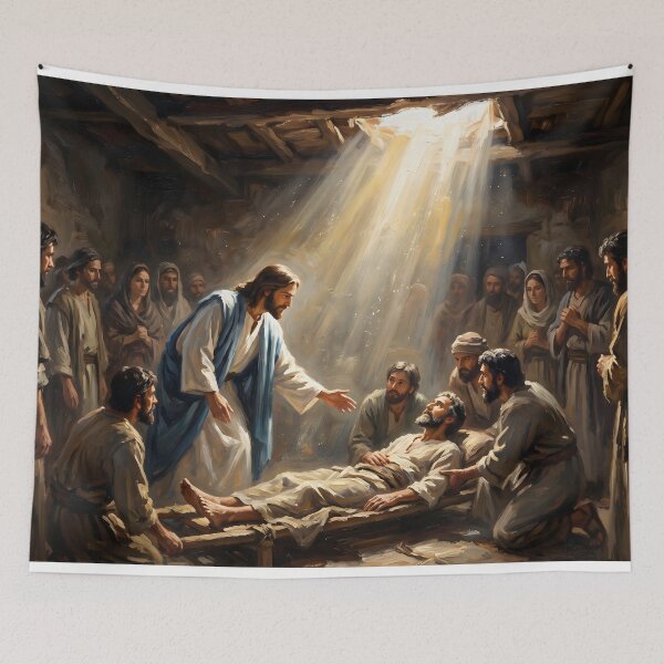 Item preview, Jesus Healing The Paralytic Painting designed and sold by RRRShop.