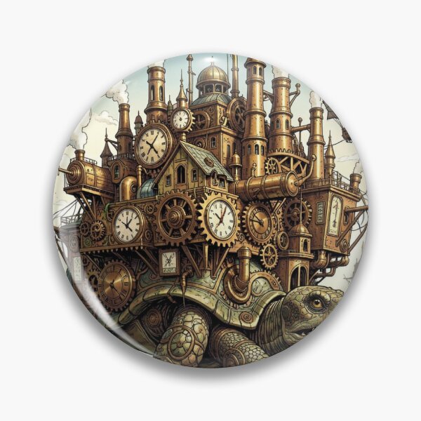 Item preview, A vibrant steampunk metropolis on the back of an ancient colossal turtle with airship docks. designed and sold by FotoworldEdel.