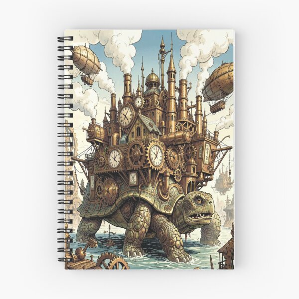 Item preview, A vibrant steampunk metropolis on the back of an ancient colossal turtle with airship docks. designed and sold by FotoworldEdel.