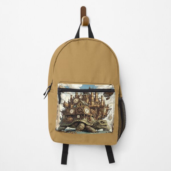 Item preview, A vibrant steampunk metropolis on the back of an ancient colossal turtle with airship docks. designed and sold by FotoworldEdel.