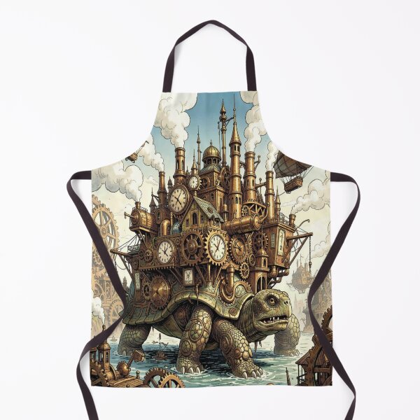 Item preview, A vibrant steampunk metropolis on the back of an ancient colossal turtle with airship docks. designed and sold by FotoworldEdel.
