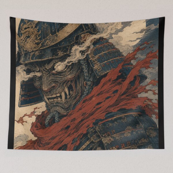 Item preview, Dark Samurai Onyx Mask - Vintage Japanese Ukiyo-e Woodblock Print Style designed and sold by bapupa.