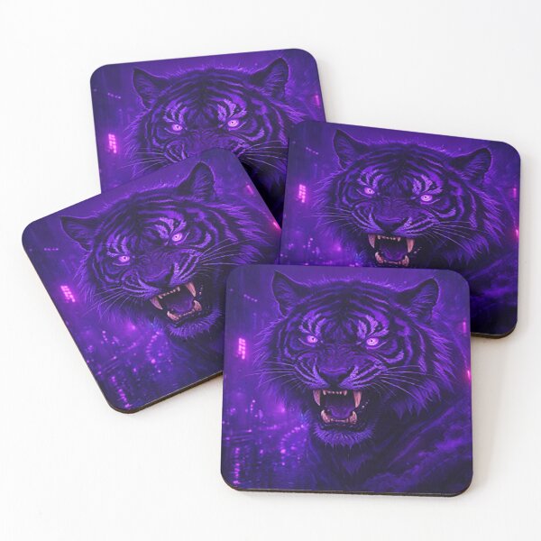 Item preview, Cyberpunk Neon Tiger Purple – Violet Night Predator designed and sold by Neo Tokio.