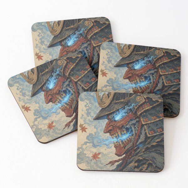 Item preview, Blue Fire Ghost Samurai Oni - Vintage Japanese Ukiyo-e Woodblock Print Style designed and sold by bapupa.