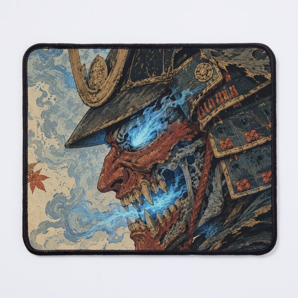 Item preview, Blue Fire Ghost Samurai Oni - Vintage Japanese Ukiyo-e Woodblock Print Style designed and sold by bapupa.