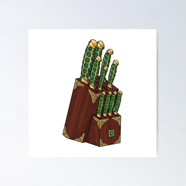 Item preview, Luxury Emerald Jeweled Knife Block Art designed and sold by octozap.