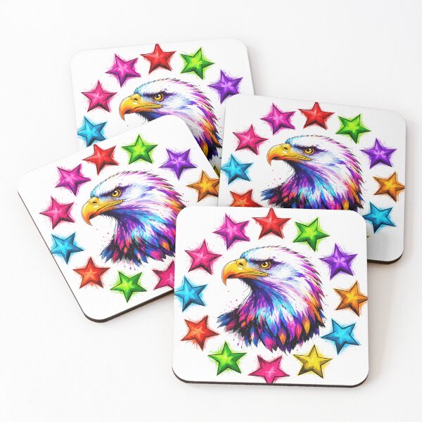 Item preview, Patriotic Eagle Head Rainbow Watercolor Paint Splatter Graphic designed and sold by JacobSneDe.