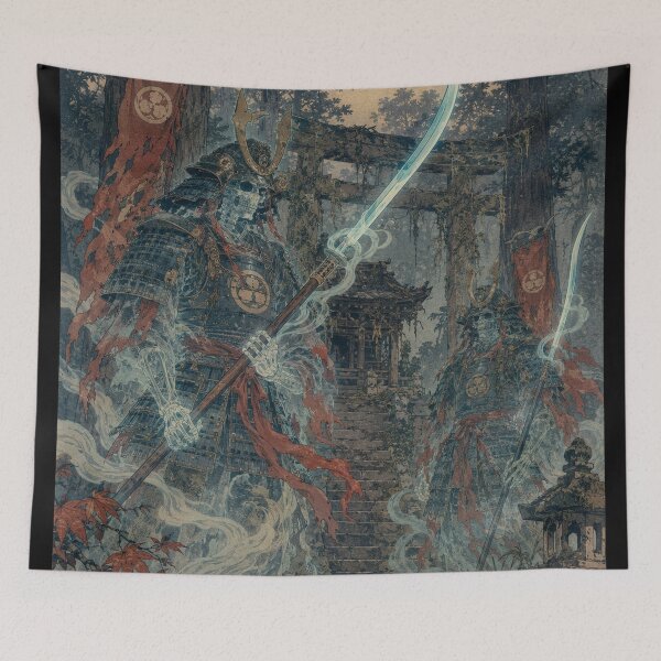 Item preview, Ghost Samurai Cursed Shrine Guard - Vintage Japanese Ukiyo-e Woodblock Print Style designed and sold by bapupa.