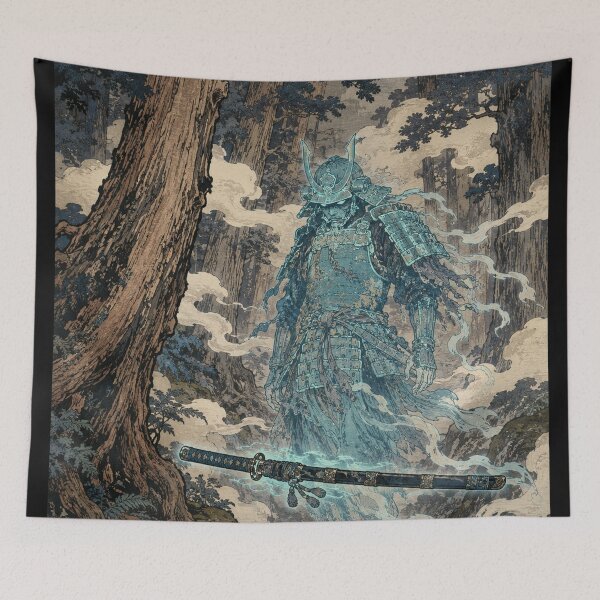 Item preview, Ghost Samurai Spectral Fog - Vintage Japanese Ukiyo-e Woodblock Print Style designed and sold by bapupa.