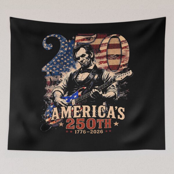 Item preview,  America's 250Th Abraham Lincoln Playing Guitar Retro Vintage designed and sold by Fereskabilon.