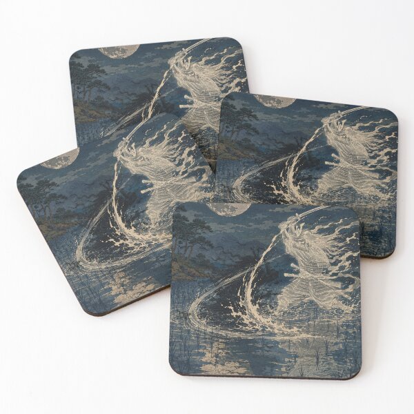 Item preview, Moonlit Duel - Vintage Japanese Ukiyo-e Woodblock Print Style designed and sold by bapupa.